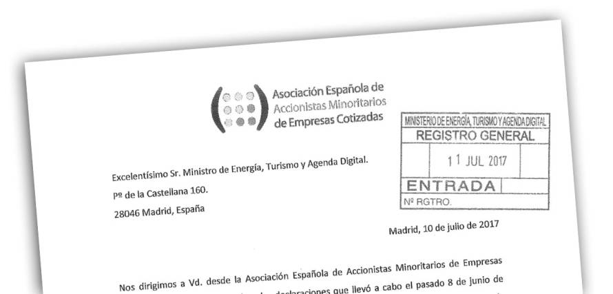 Carta al Ministro de Energía, Turismo y Agenda Digital