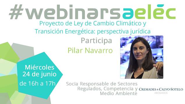 Pilar Navarro, socia de Cremades & Calvo-Sotelo (Sevilla) participa en el  #webinarsAELEC: “Proyecto de Ley de CC y TE: oportunidades para la recuperación económica”